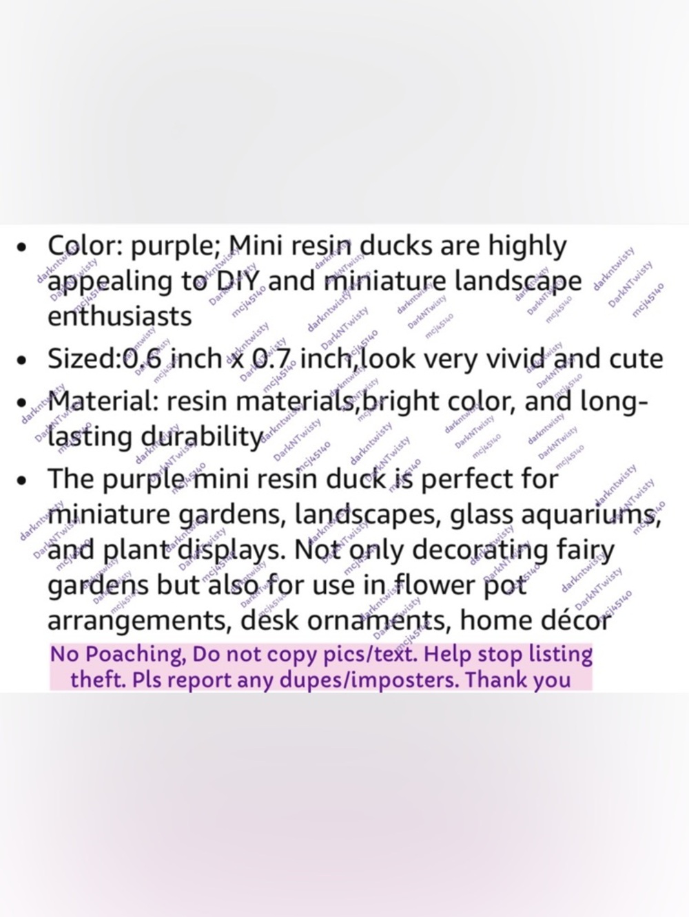 Bundles only. Great add on! 12 piece Mini Purple Resin Ducks - Picture 6 of 6